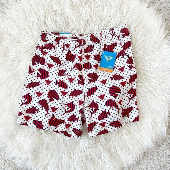 Columbia Red and Black Patterned Swim Shorts - Picture 1 of 4